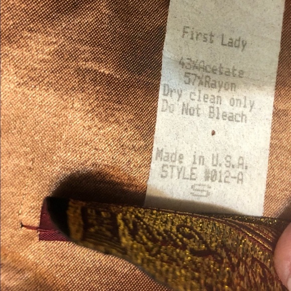 𝅺VINTAGE FIRST LADY  by JACKIE & JULIAN size 10 brown & rust silky jacket duster - Picture 15 of 16